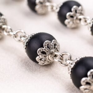 Silver Capping Karungali Mala